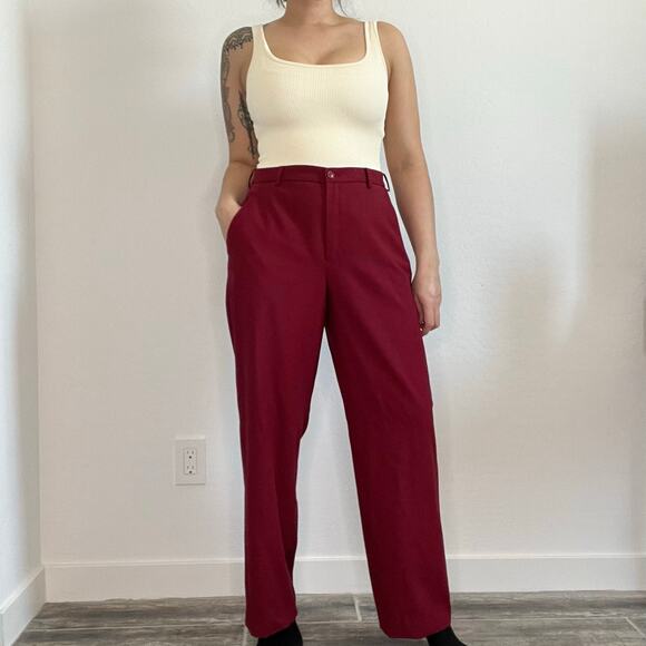 Vintage 90s Armani Collezioni Red Wool Blend Trousers Pants Italy Quiet Luxury - Picture 14 of 14